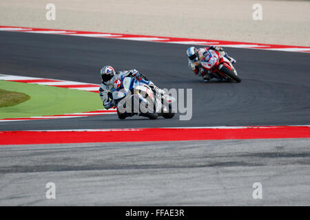 Misano Adriatico, Italia - 20 Giugno 2015: BMW S1000 RR del Team ASPI azionati da Matthieu Lussiana Foto Stock