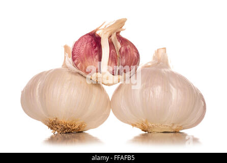 Pila di spicchi di aglio studio ritaglio Foto Stock