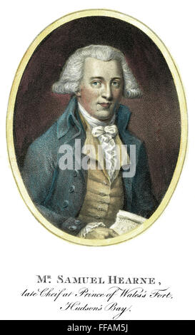 SAMUEL HEARNE (1745-1792). /NEnglish explorer. Incisione imbianchini, inglese, 1796. Foto Stock