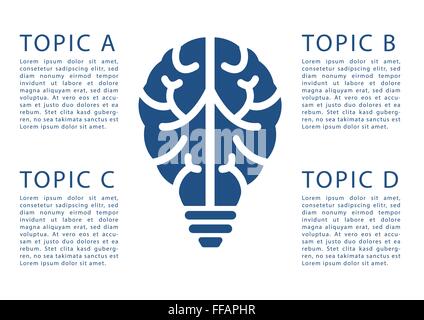 Una infografica modello per l'e-learning, brainstorming, progettazione pensare, argomenti di analisi Illustrazione Vettoriale