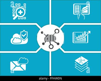 Concetto di cloud computing dashboard per i dispositivi mobili. Illustrazione Vettoriale Illustrazione Vettoriale
