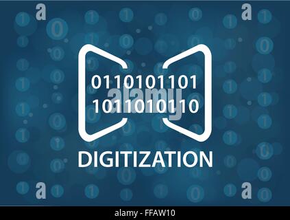 Concetto di digitalizzazione illustrazione vettoriale. Sfondo digitale con i messaggi binari. Illustrazione Vettoriale