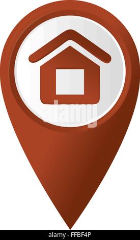 Icona Home sul rosso puntatore mappa. Illustrazione Vettoriale Illustrazione Vettoriale