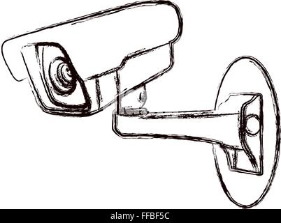 Bianco telecamera di videosorveglianza (TVCC) Segnale di avvertimento Illustrazione Vettoriale