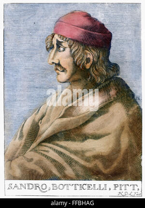 SANDRO BOTTICELLI (1445-1510). /NFlorentine pittore. Incisione su rame, francese del XVII secolo. Foto Stock