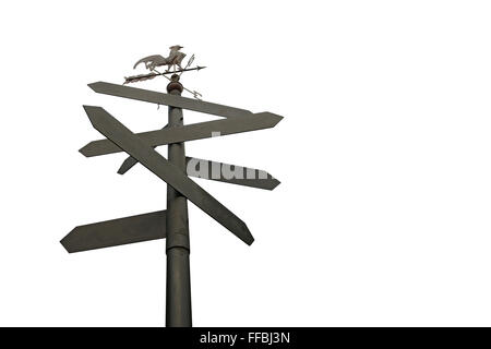 Segno di direzione con gli spazi vuoti per il testo isolato su sfondo bianco Foto Stock