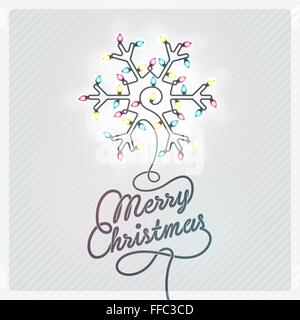 Creative saluto di Natale carta con le luci di Natale Illustrazione Vettoriale