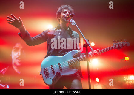 Torino, Italia. 11 Febbraio 2016. Il cantante italiano Max Gazz suona dal vivo durante un concerto alla Concordia il 11 febbraio 2016 a Torino Foto Stock