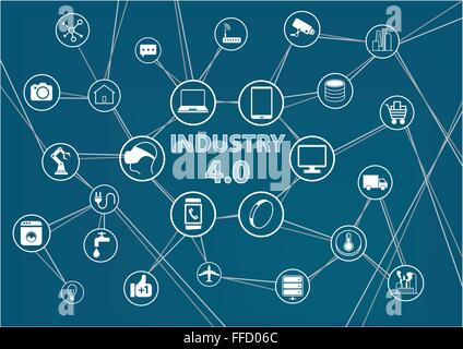 Settore industriale 4.0 internet delle cose (IIOT) Contesto Illustrazione Vettoriale