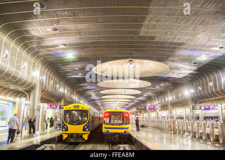 Struttura di vetro e acciaio che di Britomart treno hub di trasporto a Auckland,l'isola nord,Nuova Zelanda,pacifico, Foto Stock