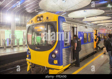 Struttura di vetro e acciaio che di Britomart treno hub di trasporto a Auckland,l'isola nord,Nuova Zelanda,pacifico, Foto Stock