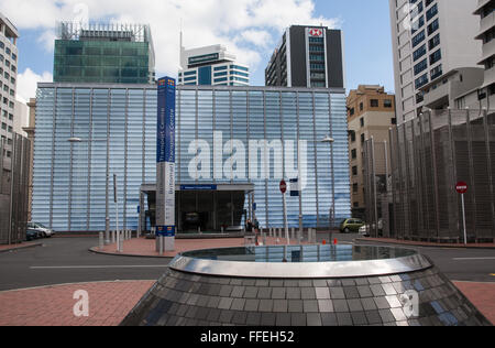 Struttura di vetro e acciaio che di Britomart treno hub di trasporto a Auckland,l'isola nord,Nuova Zelanda,pacifico, Foto Stock