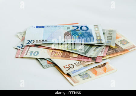 Le banconote in euro con denominazione diversa Foto Stock