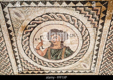 Mosaici in casa di Eustolios (IV secolo), antica città greca Kourion, vicino a Limassol, Cipro Foto Stock