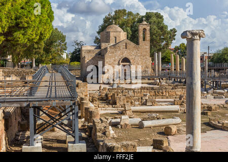 Pilastro di San Paolo, Panagia Chrysopolitissa chiesa, Paphos, Cipro Foto Stock