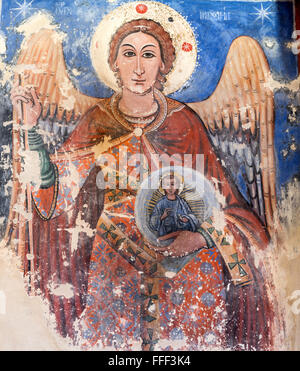 Affresco bizantino (XII secolo), la Chiesa di Ayios Nikolaos tis Steyis, Kakopetria, Cipro Foto Stock