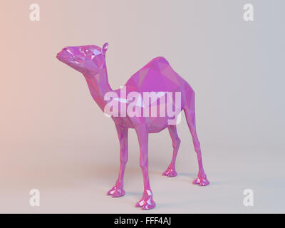 3D bassa rosa poli animale all'interno di una fase di bianco con alta qualità di rendering per essere usato come un logo, medaglia, simbolo, forma, emblema Foto Stock