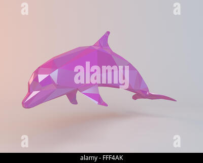 3D bassa rosa poli animale all'interno di una fase di bianco con alta qualità di rendering per essere usato come un logo, medaglia, simbolo, forma, emblema Foto Stock