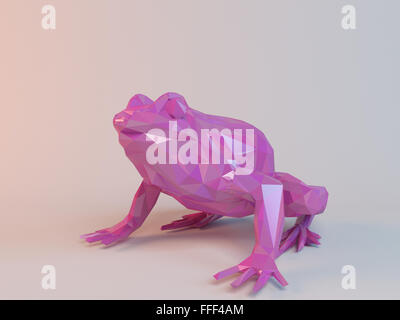 3D bassa rosa poli animale all'interno di una fase di bianco con alta qualità di rendering per essere usato come un logo, medaglia, simbolo, forma, emblema Foto Stock