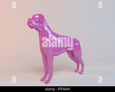 3D bassa rosa poli animale all'interno di una fase di bianco con alta qualità di rendering per essere usato come un logo, medaglia, simbolo, forma, emblema Foto Stock