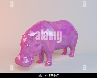 3D bassa rosa poli animale all'interno di una fase di bianco con alta qualità di rendering per essere usato come un logo, medaglia, simbolo, forma, emblema Foto Stock