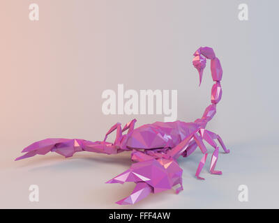3D bassa rosa poli animale all'interno di una fase di bianco con alta qualità di rendering per essere usato come un logo, medaglia, simbolo, forma, emblema Foto Stock