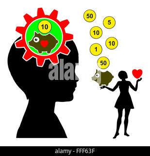 Insegnare ai ragazzi sul risparmio Foto Stock