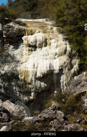 Orakei Korako o la valle nascosta. Un altamente attivo area geotermica con fantastiche fault-gradino terrazze di agglomerato in Nuova Zelanda Foto Stock