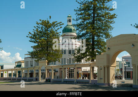 Colonnato, Marine Parade, Napier, Hawke's Bay, Nuova Zelanda Foto Stock