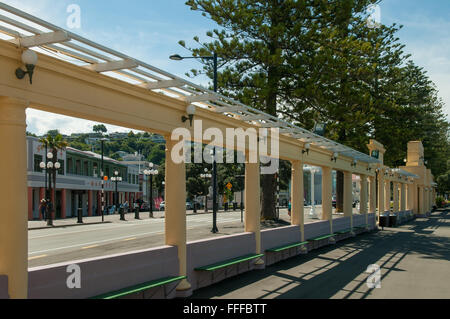 Colonnato, Marine Parade, Napier, Hawke's Bay, Nuova Zelanda Foto Stock