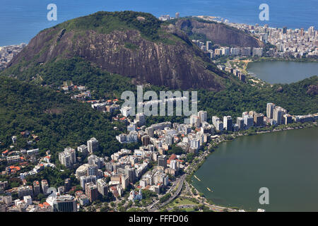 Vista dal Corcovado a Rio de Janeiro in Brasile Foto Stock