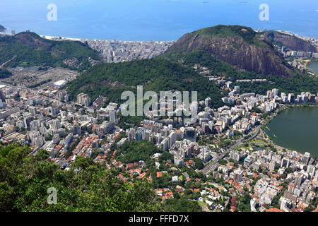 Vista dal Corcovado a Rio de Janeiro in Brasile Foto Stock