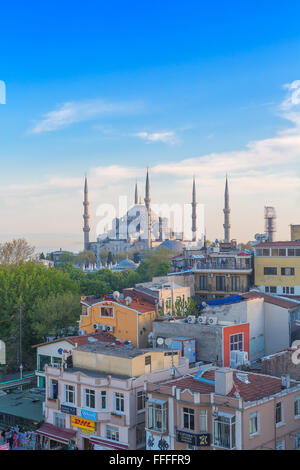 La Moschea Blu (Sultan Ahmet Camii), Sultanahmet, cityscape di Istanbul, Turchia Foto Stock