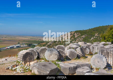 Tempio di Atena, resti di antiche Priene, Aydin Provincia, Turchia Foto Stock