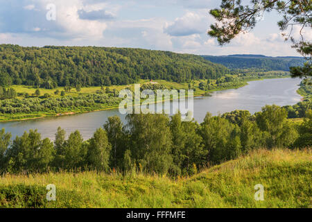 Vista del fiume Oka, Aleksin, Tula Regione, Russia Foto Stock