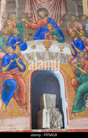 Pittura murale nella Chiesa e Convento della Natività della Vergine Santa, Rostòv Yaroslavl Regione, Russia Foto Stock