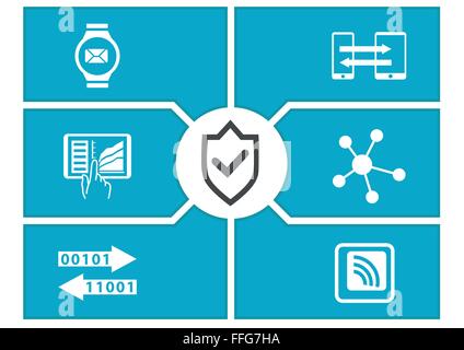 È il concetto di sicurezza per i dispositivi mobili. Illustrazione Vettoriale. Illustrazione Vettoriale