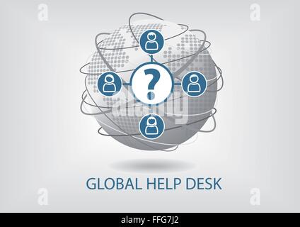 Global help desk concetto icona vettore Illustrazione Vettoriale