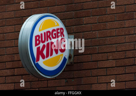 Burger King fast food segno negozio logo. Foto Stock