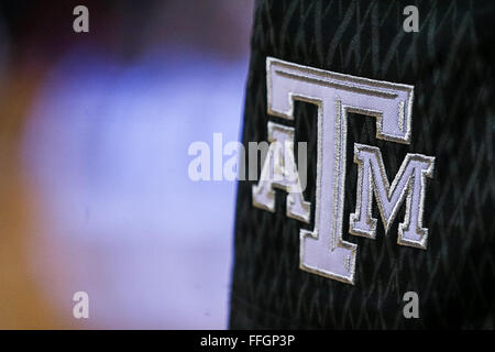 Baton Rouge, LA, Stati Uniti d'America. Xiii Febbraio, 2016. Texas A&M logo Aggies durante una di pallacanestro del NCAA di gioco tra il Texas A&M Aggies e la LSU Tigers al Pete Maravich Assembly Center di Baton Rouge, LA. La LSU Tigers sconfitta Texas A&M Aggies 76-71. Stephen Lew/CSM/Alamy Live News Foto Stock