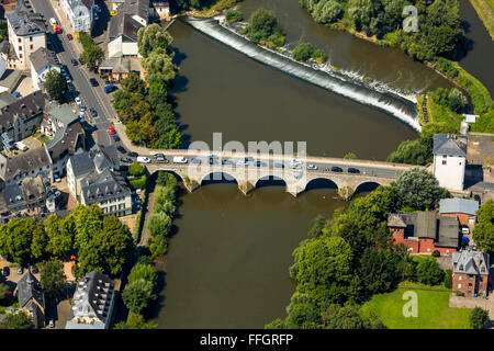 Antenna, il vecchio ponte di Lahn, Lahn, Limburg an der Lahn, capoluogo del distretto di Limburg-Weilburg, Hesse, Germania, Europa Foto Stock