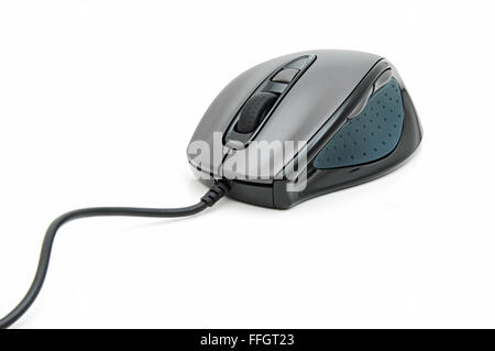 Wired mouse del computer isolati su sfondo bianco Foto Stock