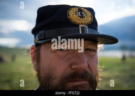 Ritirato Lt. Col. Brian Withrow è andato per la maggior parte della grande guerra civile reenactments e altri eventi storici dal 1997. Durante tale periodo ha partecipato nel suo hobby da ranghi che vanno dal privato al generale entro le forze dell'Unione. Withrow svolge un montato responsabile del personale nel ruolo di assistente capo del personale per il comandante generale nel terzo U.S. Fanteria, società B. Foto Stock