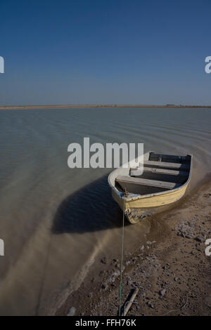 Piccola imbarcazione in legno nel deserto estuario Foto Stock