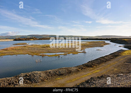La Laguna, Hodbarrow, Millom, Cumbria, England, Regno Unito, Europa. Foto Stock