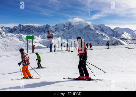 Flaine stazione sciistica in Gran Massiccio, sulle Alpi francesi Foto Stock