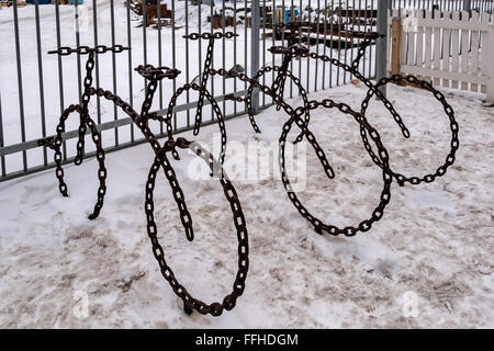 Tre biciclette Street Art di Reykjavik Foto Stock