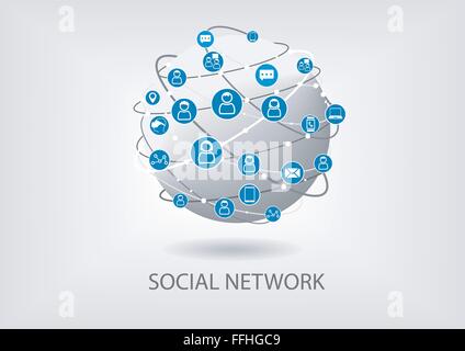 Rete sociale vettore sfondo icona Illustrazione Vettoriale