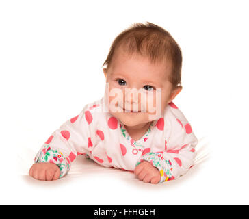 3 Mese bimbo di ritaglio sorridente Foto Stock