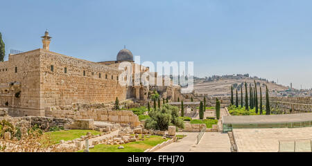 Salomone il tempio e la Moschea di Al-Aqsa minareto Gerusalemme Foto Stock